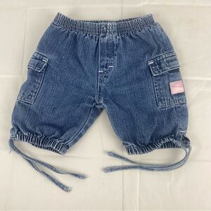 VTG baby girl please mum 3 months denim cargo shorts.